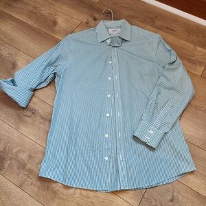 Charles Tyrwhitt Green Striped Button Down Shirt